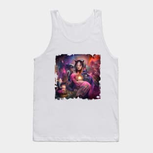 Psychedelic woman with a cat♥ Tank Top